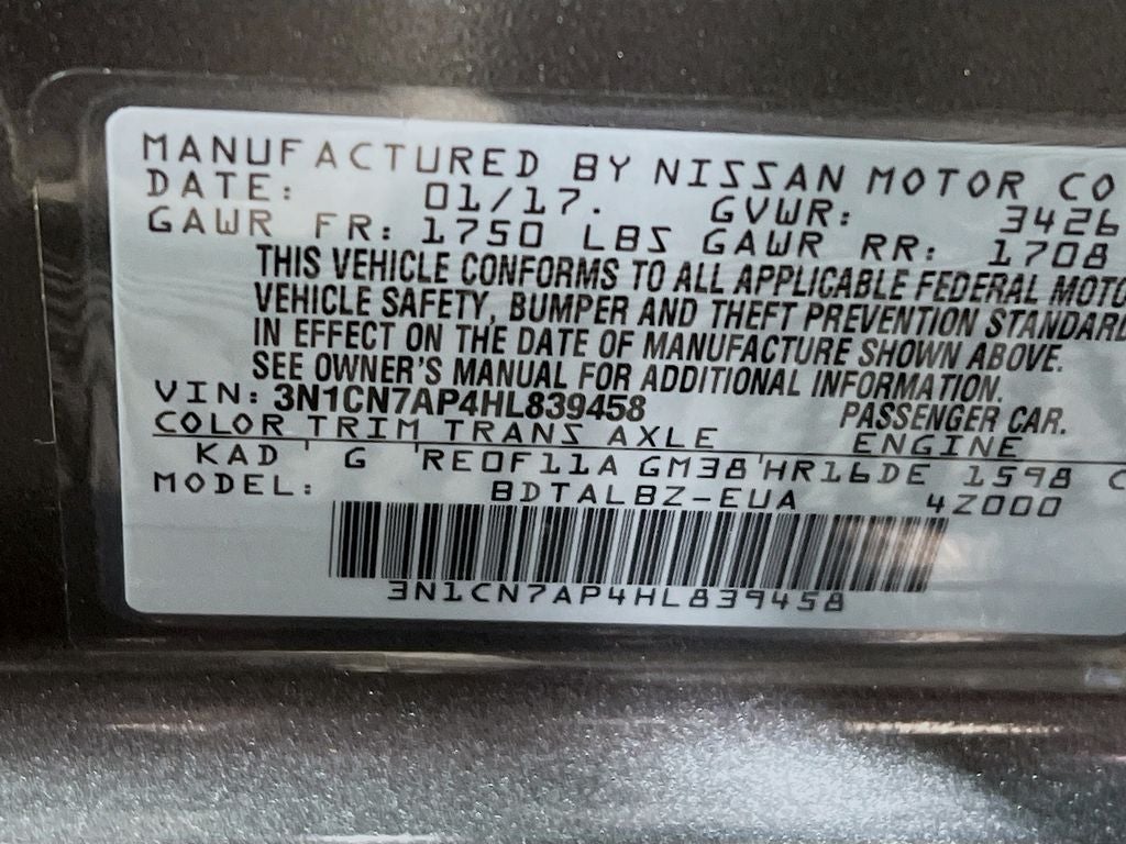 2017 Nissan Versa 1.6 SV