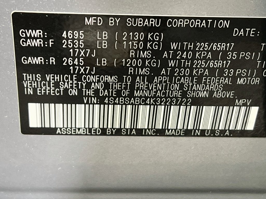 2019 Subaru Outback 2.5i