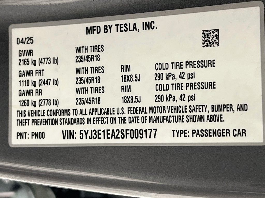 2025 Tesla Model 3 Standard