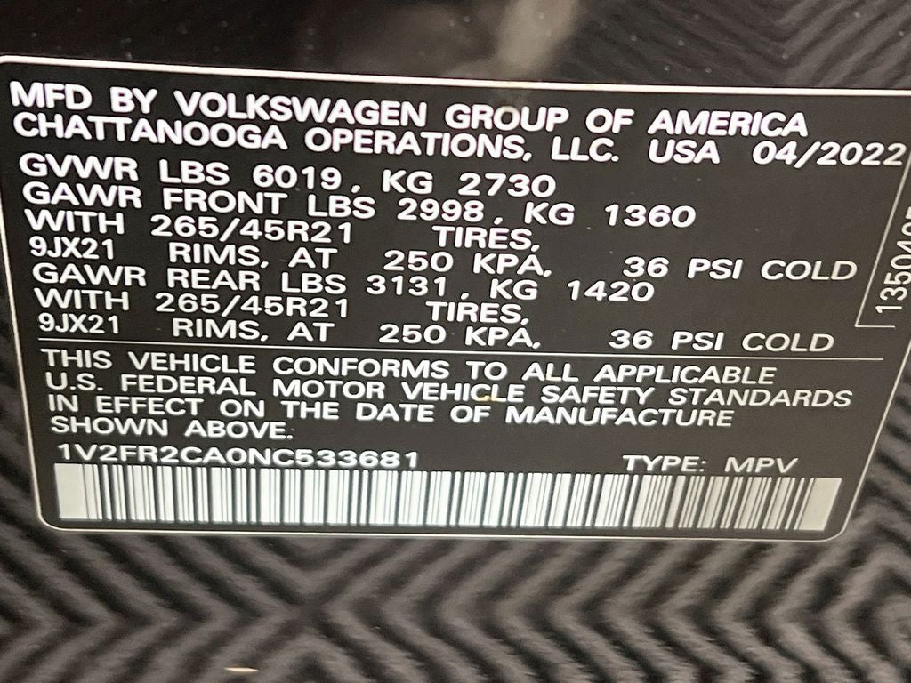 2022 Volkswagen Atlas 3.6L V6 SEL Premium R-Line