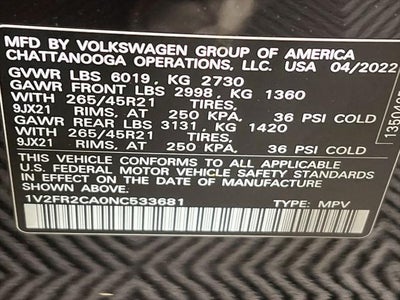 2022 Volkswagen Atlas 3.6L V6 SEL Premium R-Line