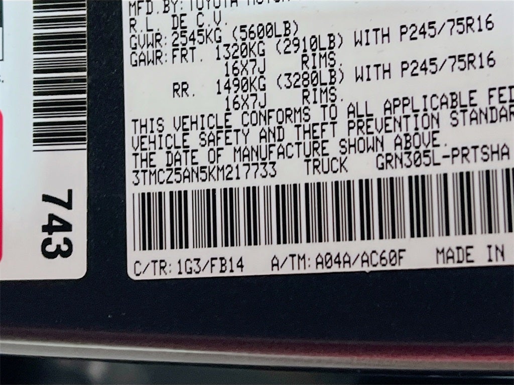 2019 Toyota Tacoma SR V6