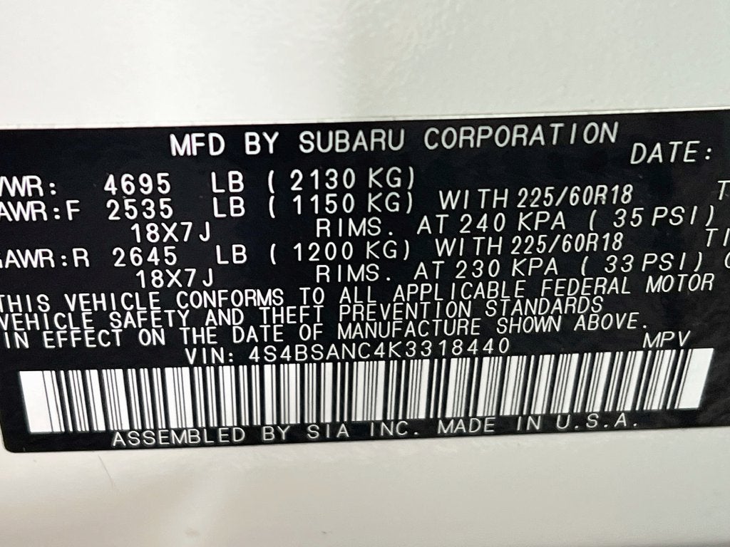 2019 Subaru Outback 2.5i Limited