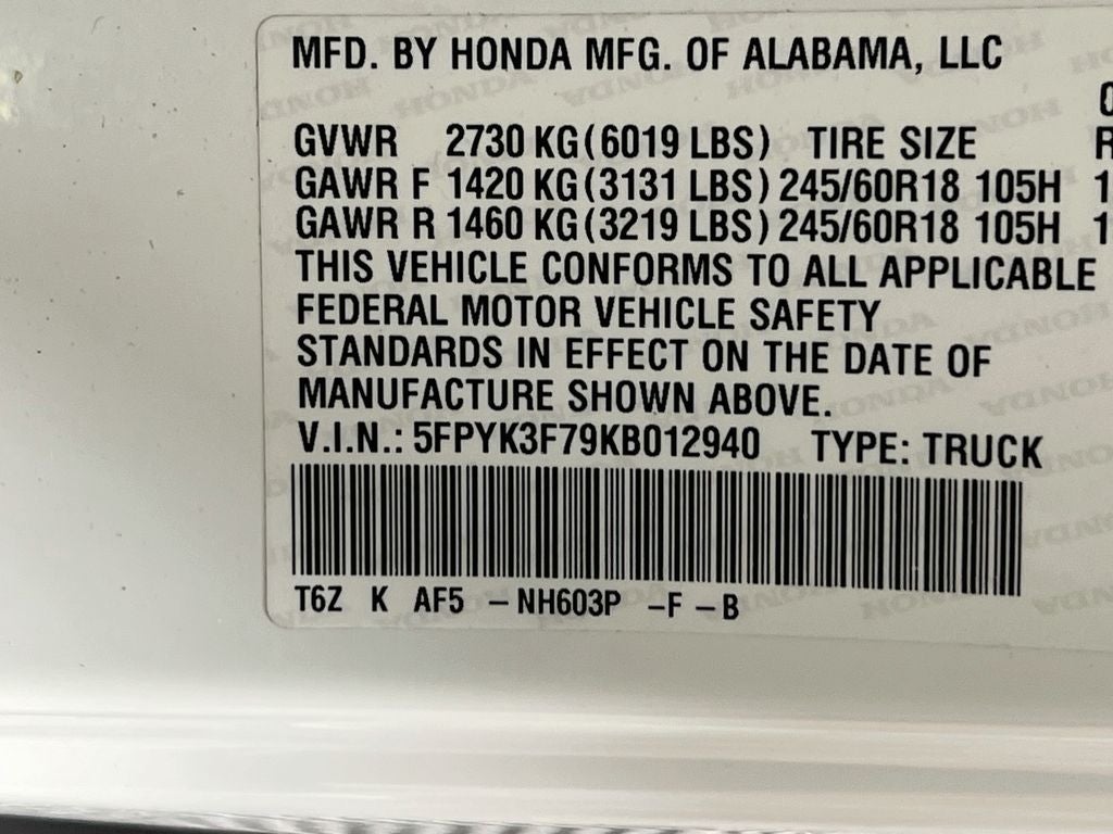 2019 Honda Ridgeline RTL-E