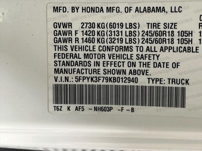 2019 Honda Ridgeline RTL-E