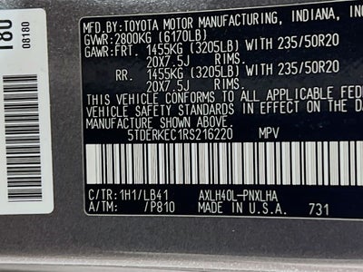 2024 Toyota Sienna Platinum 7 Passenger
