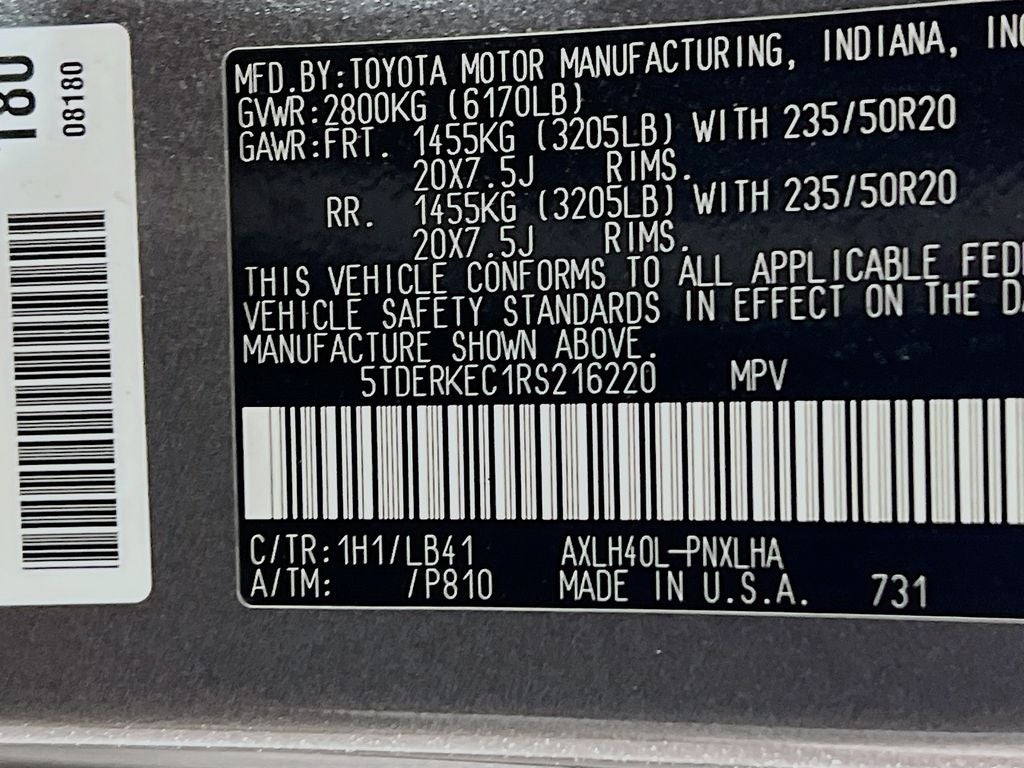 2024 Toyota Sienna Platinum 7 Passenger