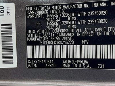 2024 Toyota Sienna Platinum 7 Passenger