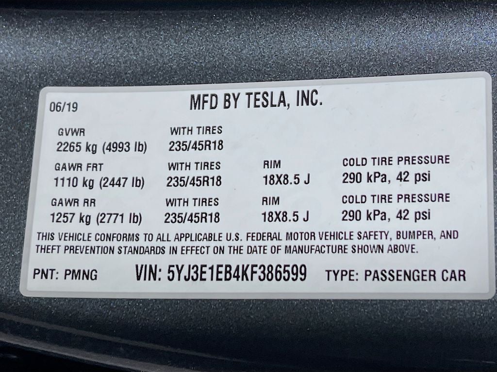 2019 Tesla Model 3 Long Range