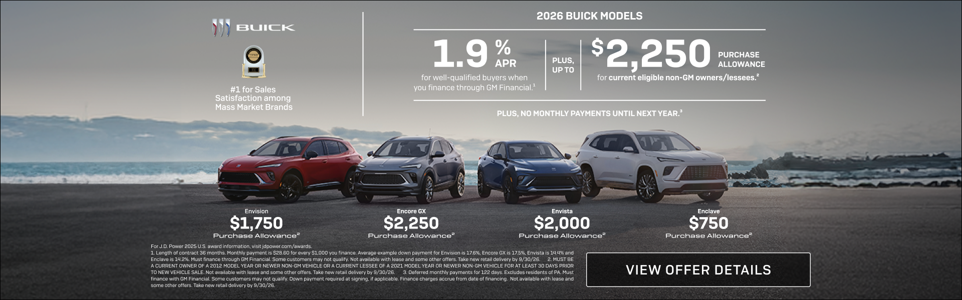1.9% APR 
FOR WELL-QUALIFIED BUYERS when you finance through GM Financial.1

Plus, up to $2,250 P...