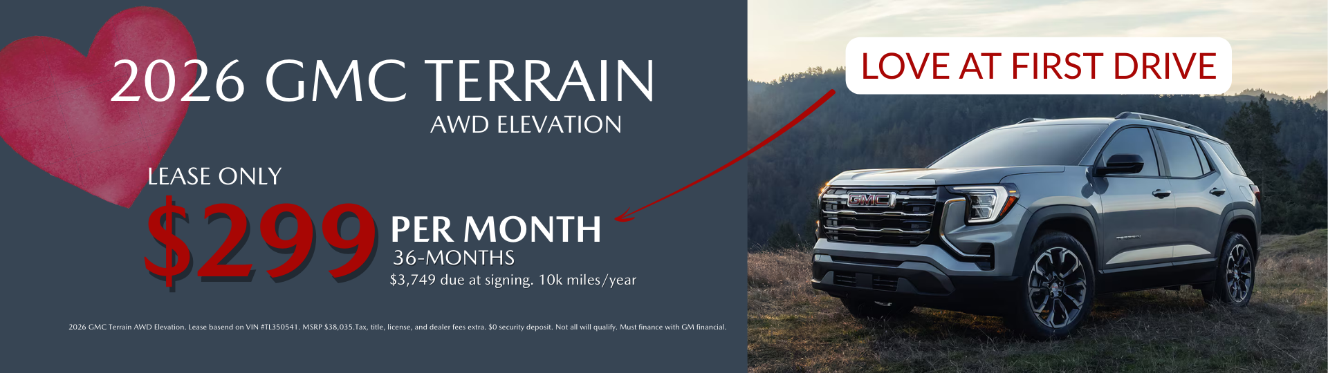 2026 Terrain AWD Elevation Lease Special