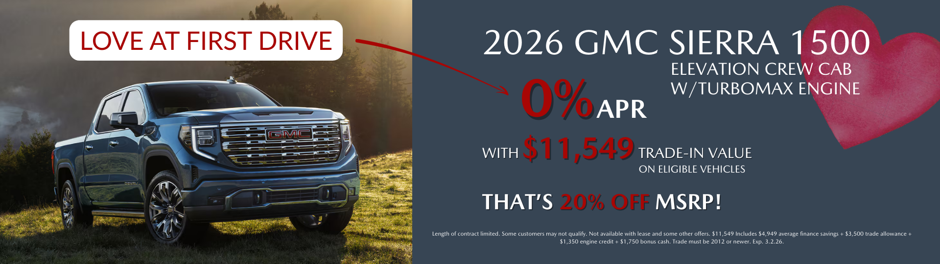2026 Sierra 1500 Elevation 0% APR