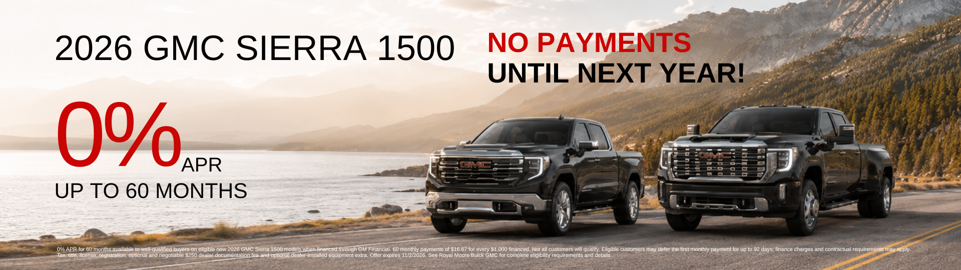 $399 Lease on 2026 Sierra 1500 Elevation