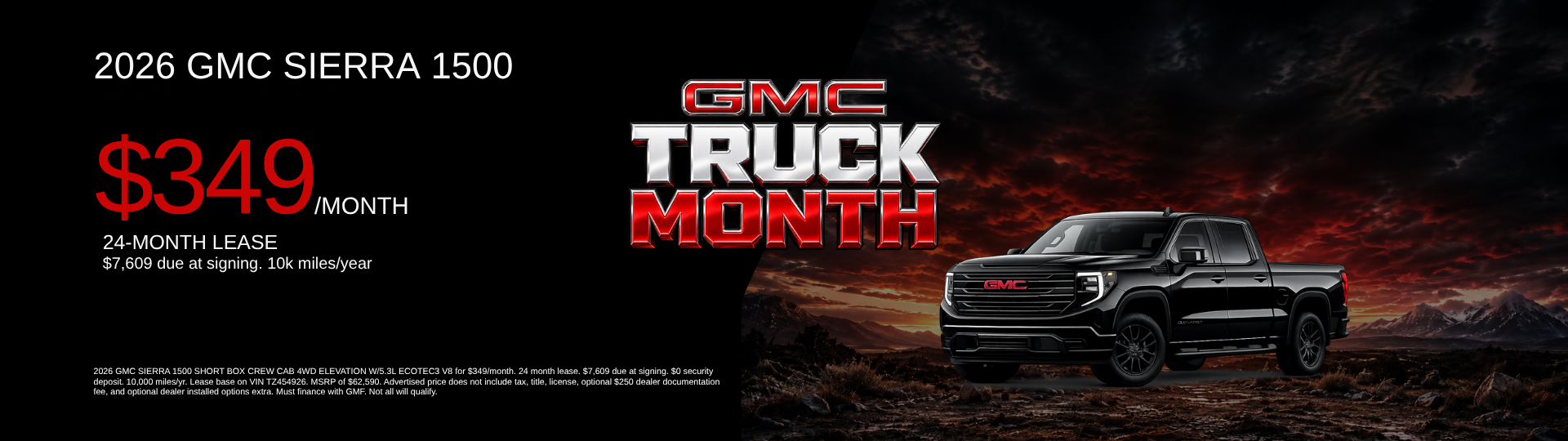 $399 Lease on 2026 Sierra 1500 Elevation