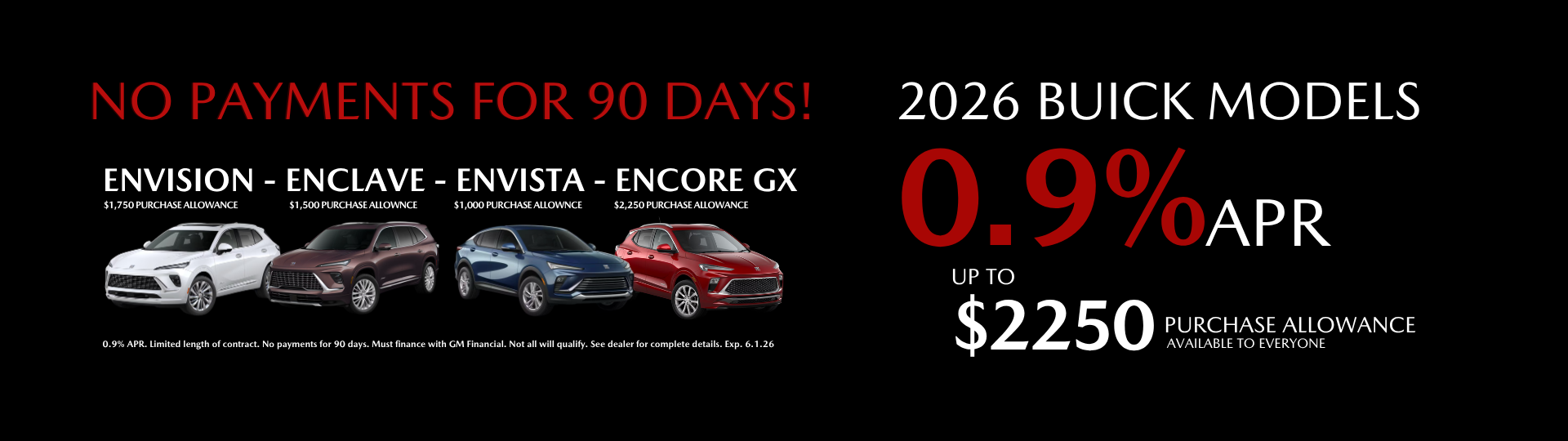 2026 Buick .9% APR + No Payments for 120 days at Royal Moore
