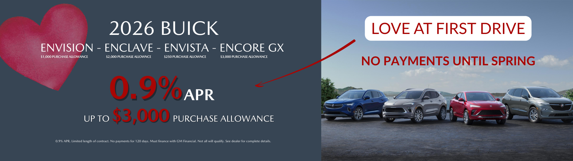 2026 Buick .9% APR + No Payments for 120 days