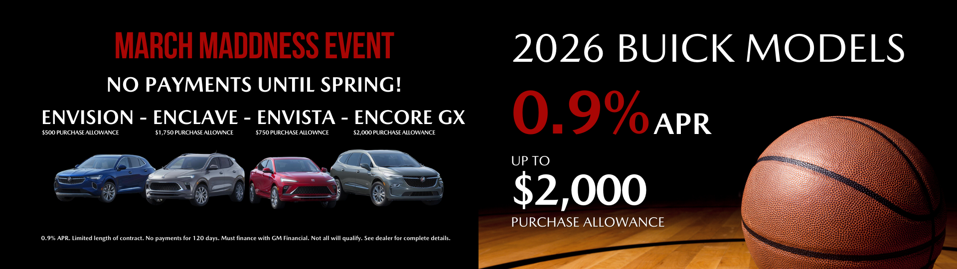 2026 Buick .9% APR + No Payments for 120 days
